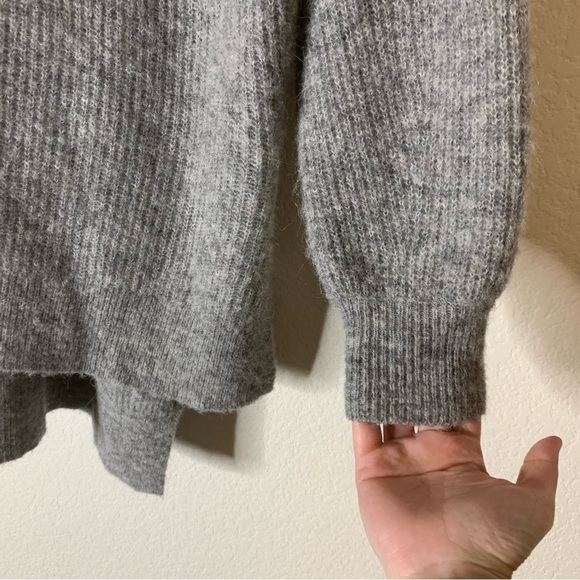 Ganni Womens gray alpaca wool blend hooded longline sweater M - Picture 2 of 9